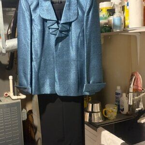 KASPER WOMEN'S 3-PIECE DRESSY PANTSUIT BLUE & BLACK SIZE 18